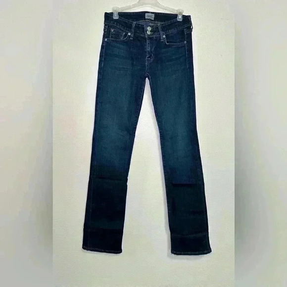 203.Hudson Ginny Crop Straight with Cuff Jeans Womens Size 27 Low Rise Dark Wash - Picture 1 of 10